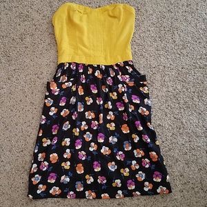 Xhilaration Strapless Floral Dress with Pockets